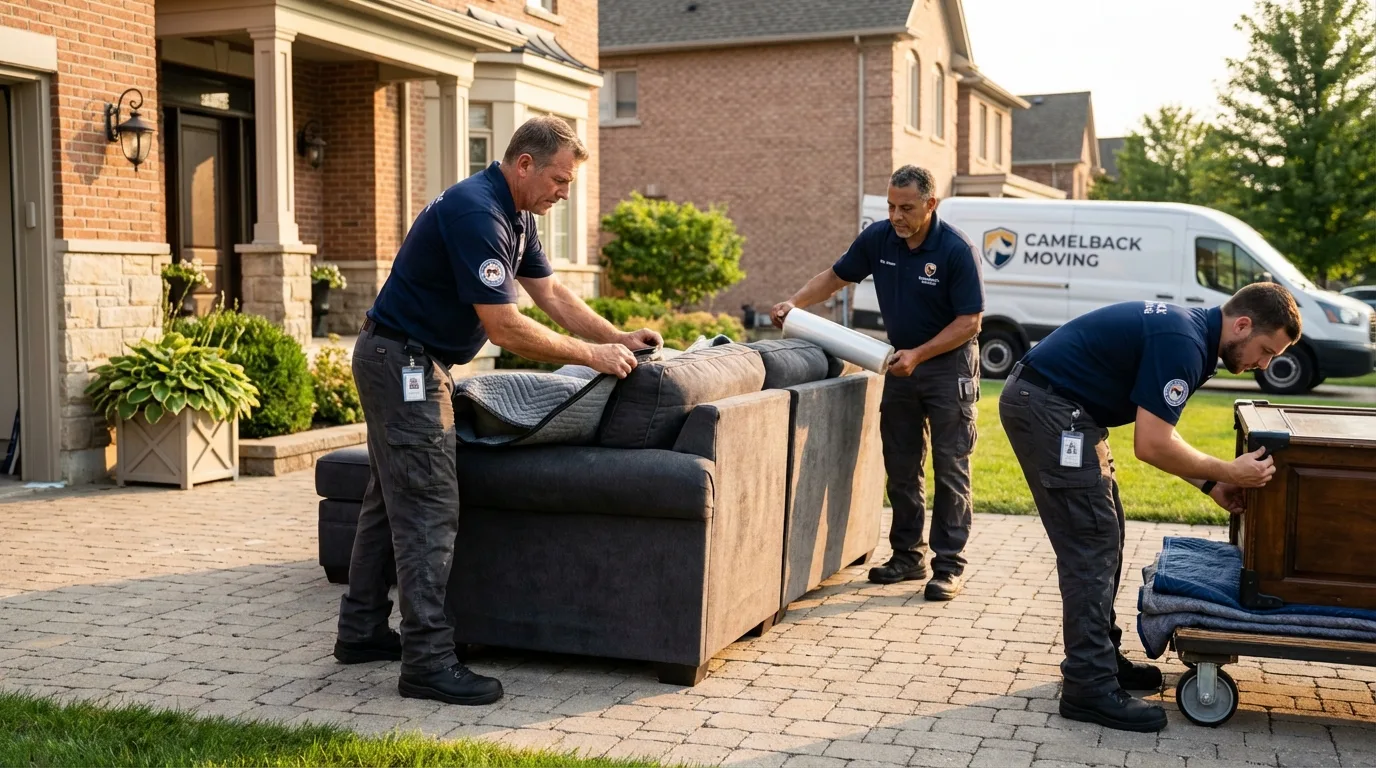 Large estate moving crew wrapping furniture in Inglewood, CA